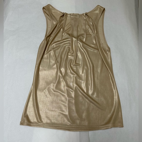Christian Dior Gold Metallic Tank Vest Sleeveless Top w. pleats 🌟 - Picture 4 of 9